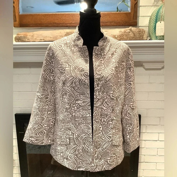 #173 Gorgeous Chicos Cotton Button Front Jacket/Blazer Size 1 Medium - Picture 1 of 11